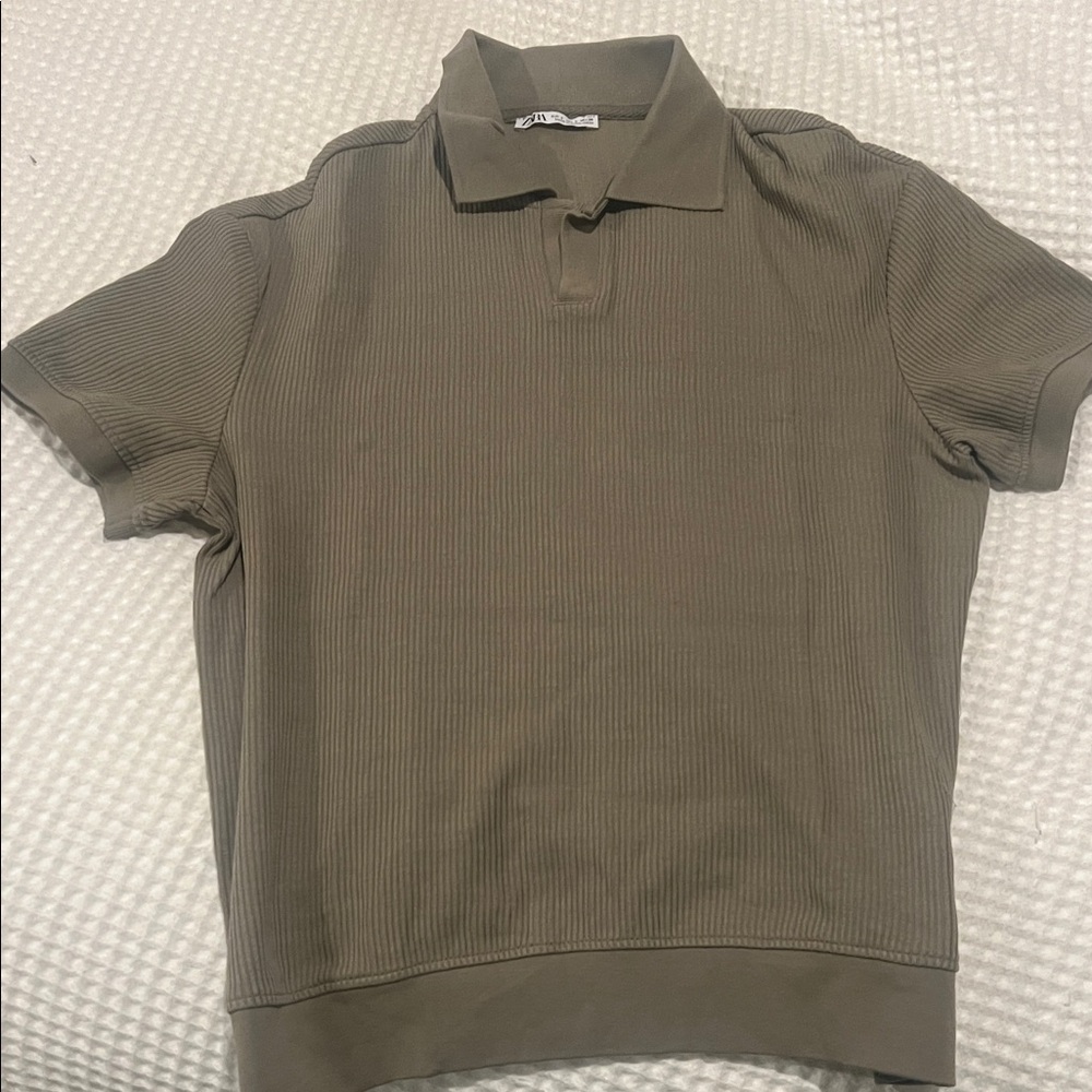 Zara Men's Olive Polo Shirt